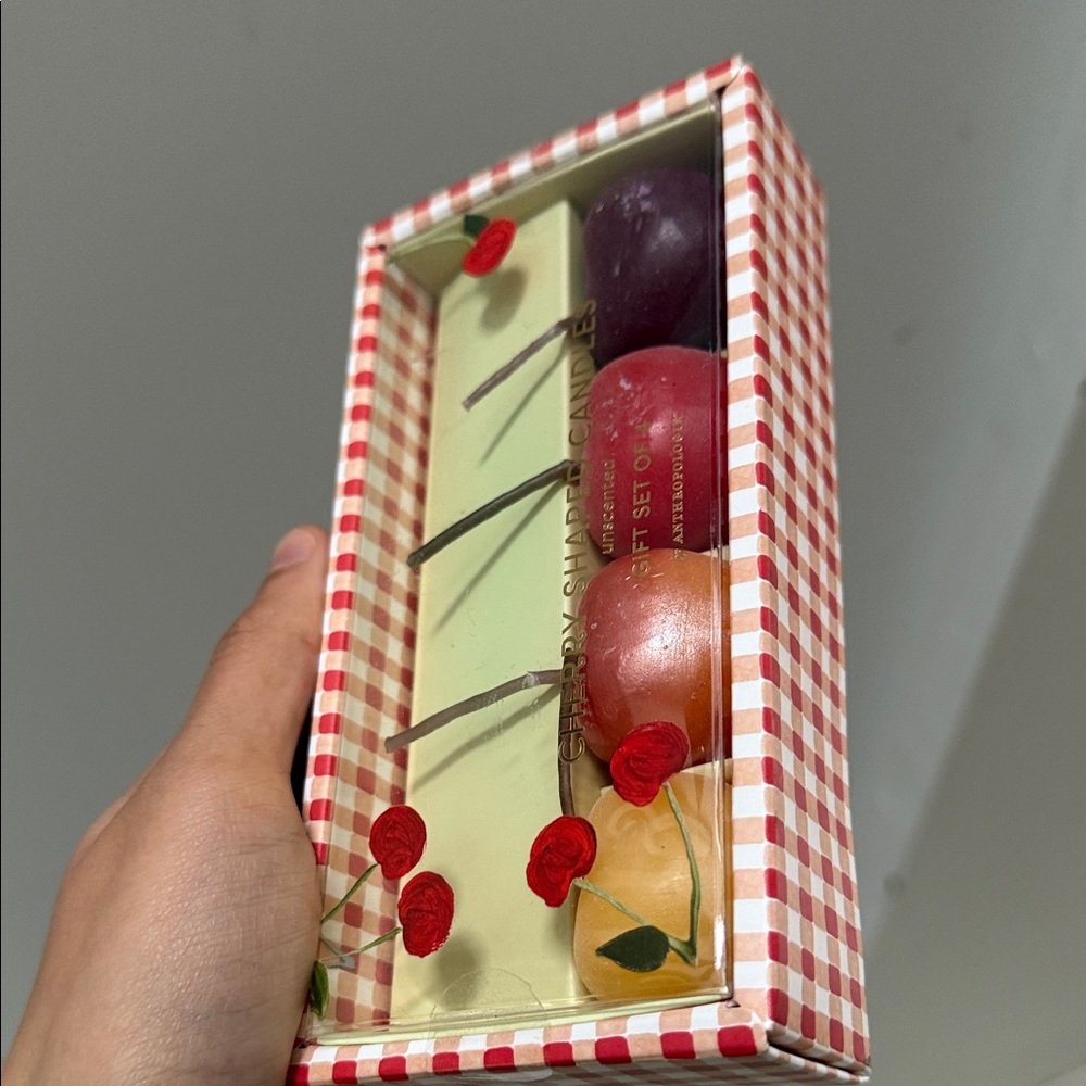 Cherry Shaped Candle Set Wax Candles, Set of 4 By Anthropologie New In Box - Picture 9 of 12